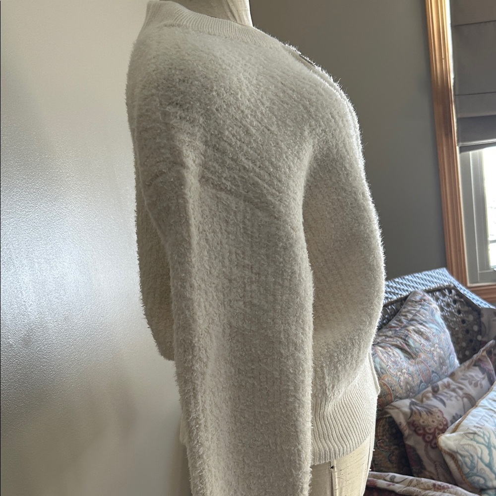 Pink Rose Cream Textured Zip-Up Cardigan - Picture 4 of 8